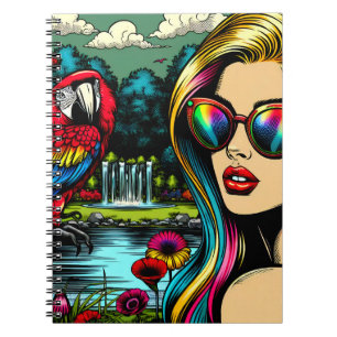 Cuaderno Mujer y loro en el parque Pop Art