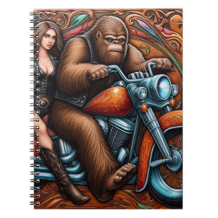 Cuaderno Mujer y Sasquatch en motocicleta