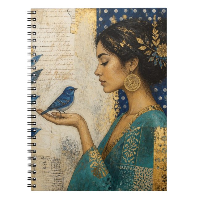 Cuaderno Mujer y un pájaro azul (Frente)