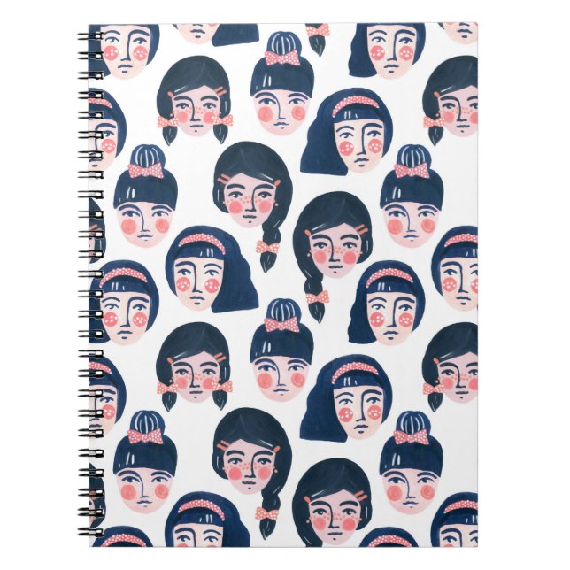 Cuaderno Mujeres caprichosas: arte de la cara Personalizado (Frente)