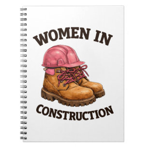Cuaderno Mujeres en botas de trabajo de construcción y casc