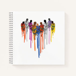 Cuaderno Mujeres Forma de Corazón Acuarela Nativo Americano