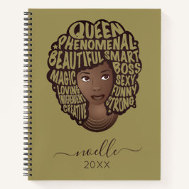 Cuaderno Mujeres negras motivadoras, verde oliva