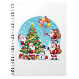 Cuaderno **“Multi-Santa Christmas Fun – 3D Cartoon Transpar