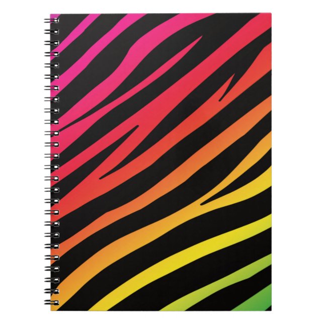 Cuaderno Multicolor de impresión de cebra arco iris (Frente)