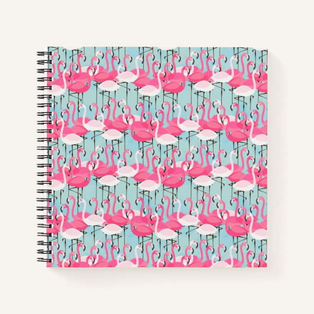 Cuaderno Multitud Rosa Y Blanca De Flamingos (Anverso)