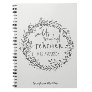 Cuaderno mundial más grande profesor moderno mínimo wreath