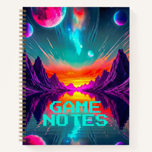 Cuaderno Mundo Alien de Synthwave Galáctico Épico Neon