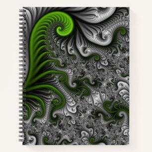 Cuaderno Mundo de fantasía verde y gris arte abstracto frac