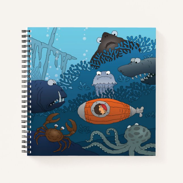 Cuaderno Mundo submarino infantil personalizado (Anverso)