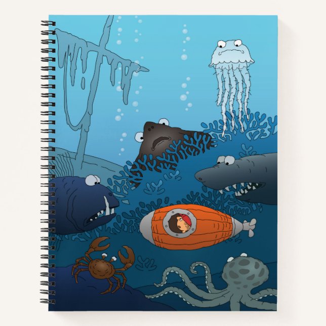 Cuaderno Mundo submarino infantil personalizado (Anverso)
