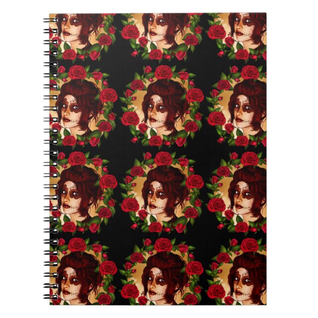 Cuaderno Muñeca azucarera de rosas rojas (Frente)