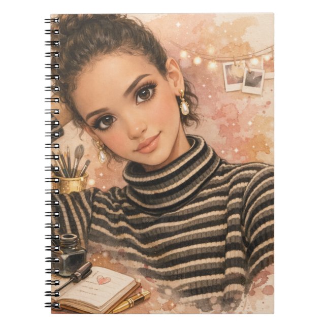 Cuaderno Muñeca de Moda de Lujo – Ilustración de Estilo de  (Frente)