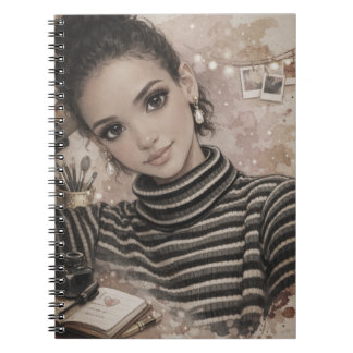 Cuaderno Muñeca de Moda de Lujo – Ilustración de Estilo de 