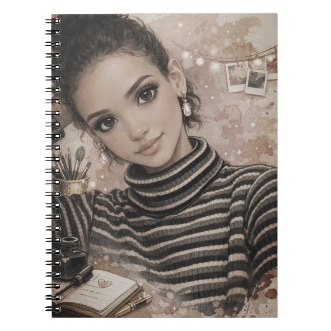 Cuaderno Muñeca de Moda de Lujo – Ilustración de Estilo de  (Frente)