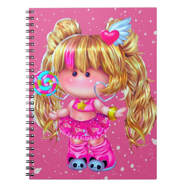 Cuaderno Muñeca Kawaii rosa (Frente)