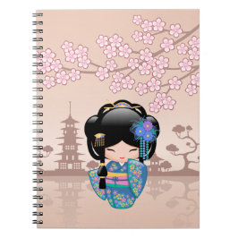 Cuaderno Muñeca Keiko Kokeshi - Chica de Kimono azul Geisha