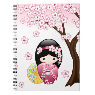Cuaderno Muñeca Kokeshi de primavera - Chica Geisha japonés