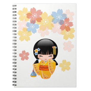 Cuaderno Muñeca kokeshi de verano - Chica Geisha de Kimono