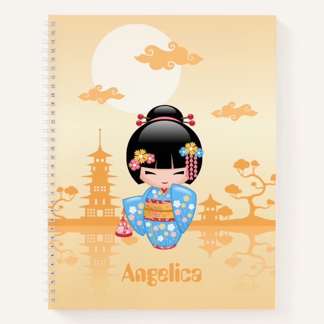 Cuaderno Muñeca Maiko Kokeshi - Chica Geisha japonés (Anverso)