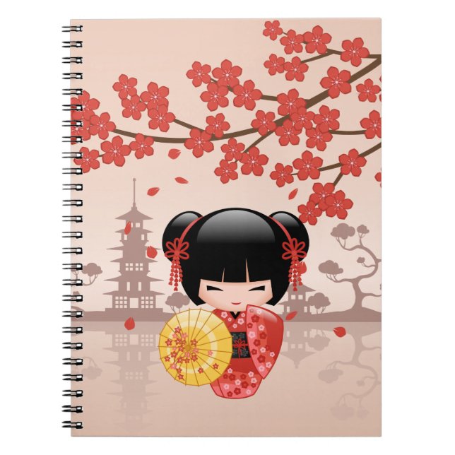 Cuaderno Muñeca roja Sakura Kokeshi - Geisha japonesa (Frente)