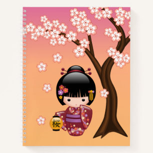 Cuaderno Muñeca Sakura Kokeshi - Chica Cute Geisha en la e