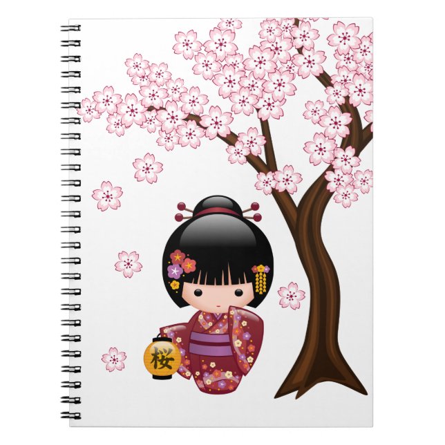 Cuaderno Muñeca Sakura Kokeshi - Chica Geisha japonés (Frente)