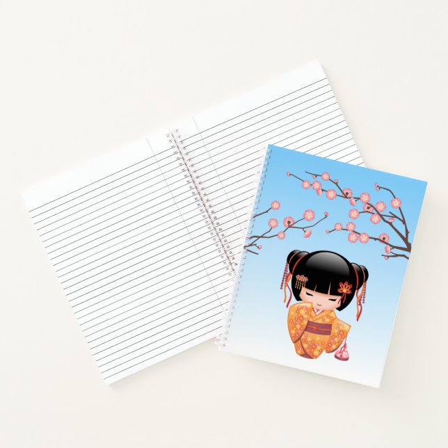 Cuaderno Muñeca Ume Kokeshi - Azul Chica Geisha japonés (Interior)