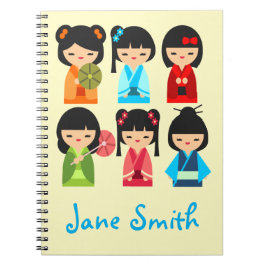 Cuaderno Muñecas japonesas cute kokeshi