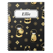 Muñecas japonesas de oro negras elegantes