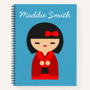 Cuaderno Muñecas japonesas rojas kokeshi