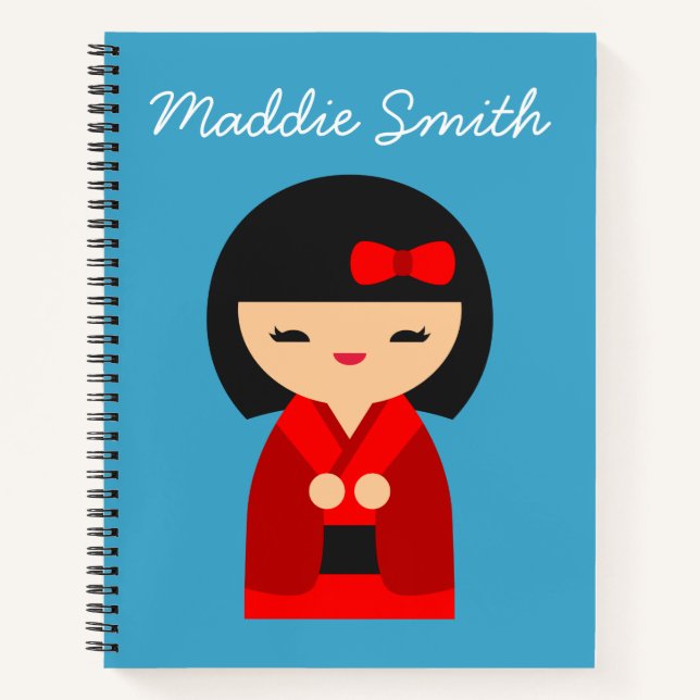 Cuaderno Muñecas japonesas rojas kokeshi (Anverso)