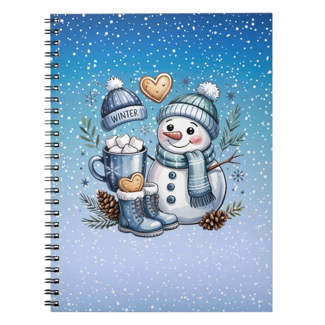 Cuaderno Muñeco de nieve acogedor de invierno (Frente)