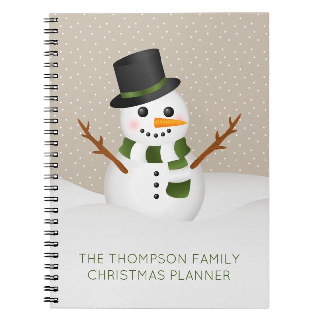 Cuaderno Muñeco de Nieve Adorable Con Título Personalizado  (Frente)