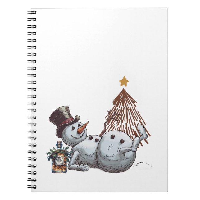 Cuaderno Muñeco de nieve borracho con una botella de whisky (Frente)