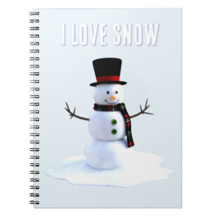 Cuaderno Muñeco de nieve con sombrero y bufanda. Amo la nie
