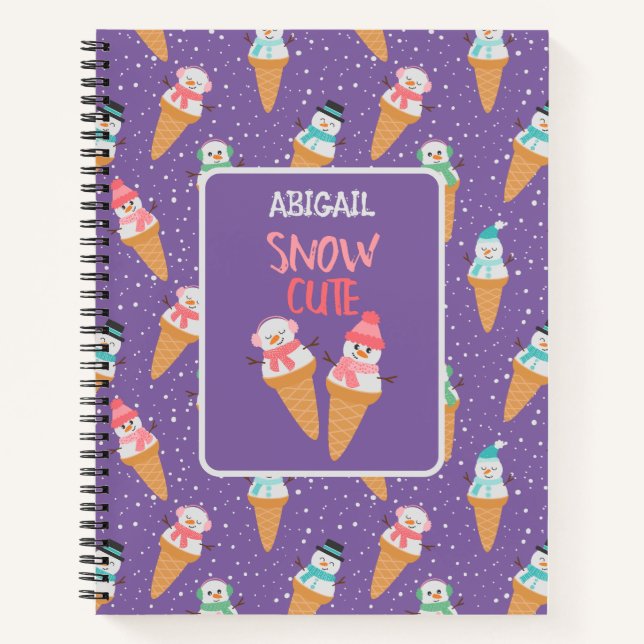 Cuaderno Muñeco de Nieve Cute Cono de Nieve Invierno (Anverso)