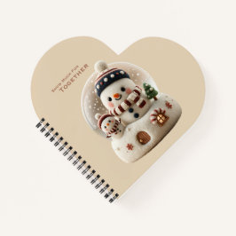Cuaderno Muñeco de nieve de fieltro de aguja lindo en un gl