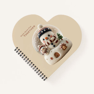 Cuaderno Muñeco de nieve de fieltro de aguja lindo en un gl