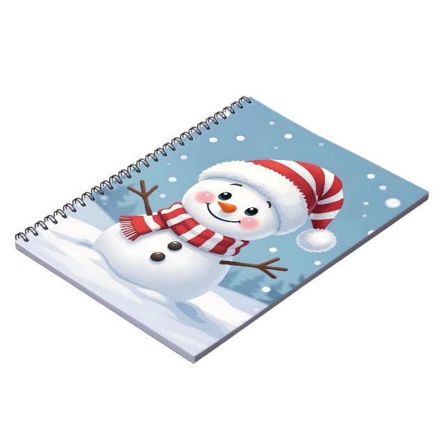 Cuaderno Muñeco de nieve lindo con bufanda y sombrero (Lado Izquierdo)