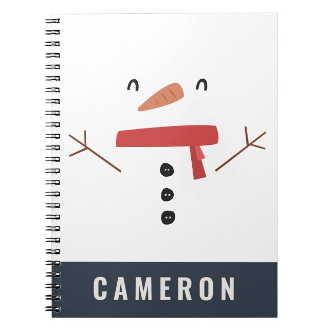 Cuaderno muñeco de nieve personalizado infantil divertido f (Frente)