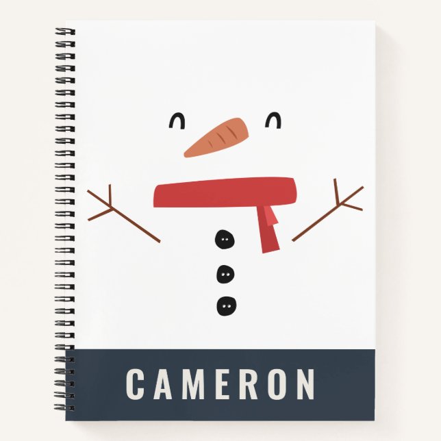 Cuaderno muñeco de nieve personalizado infantil divertido f (Anverso)