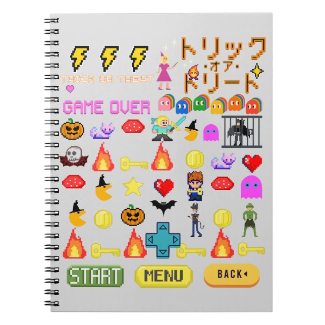 Cuaderno Murciélago mikitiez videogame pixel halloween espe (Frente)