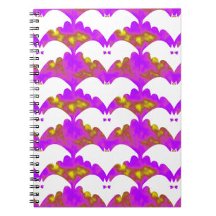 Cuaderno Murciélagos Blancos Y Arcos Amarillo Rosa