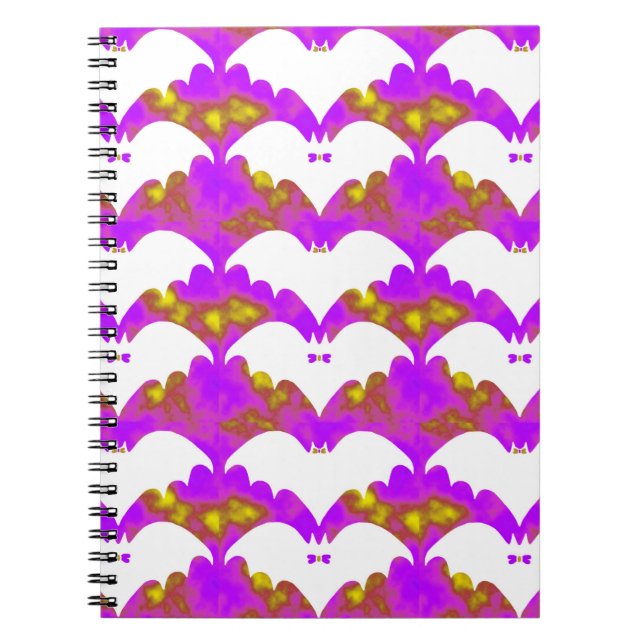 Cuaderno Murciélagos Blancos Y Arcos Amarillo Rosa (Frente)