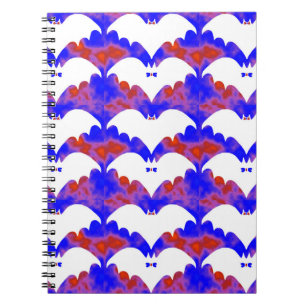 Cuaderno Murciélagos Blancos Y Lazos Azul Rosa