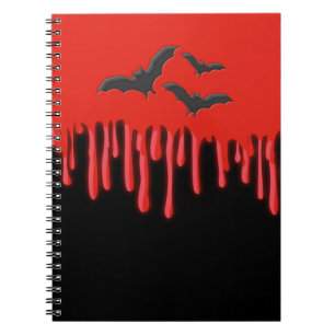 Cuaderno Murciélagos Góticos y Sangre Goteante de Halloween