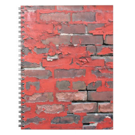 Cuaderno Muro antiguo de ladrillo urbano con pintura roja p
