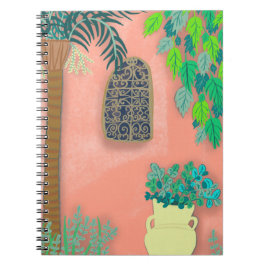 Cuaderno Muro de jardín rosa Palm Tree Marruecos