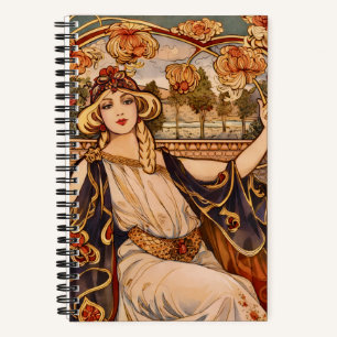 Cuaderno Musa del Crisantemo Dorado – Floral Art Nouveau